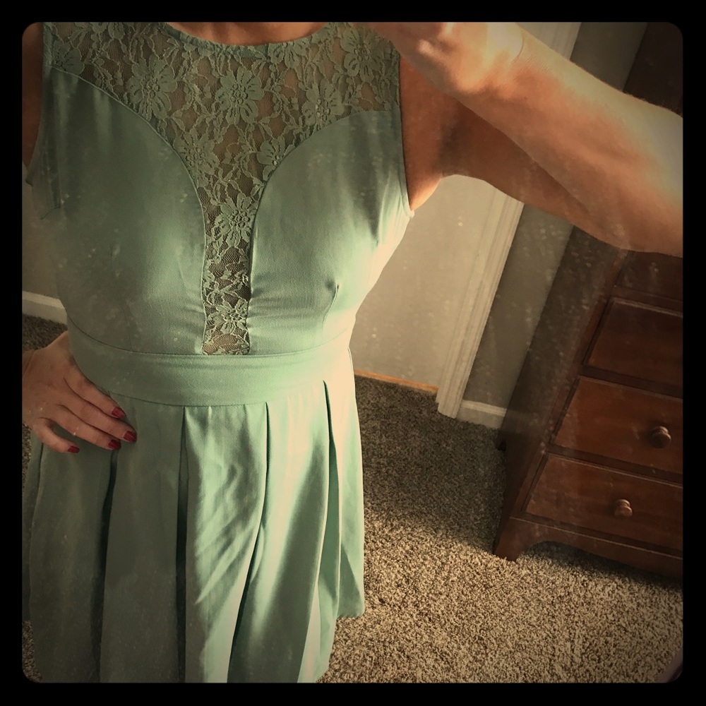 Mint green dress with lace